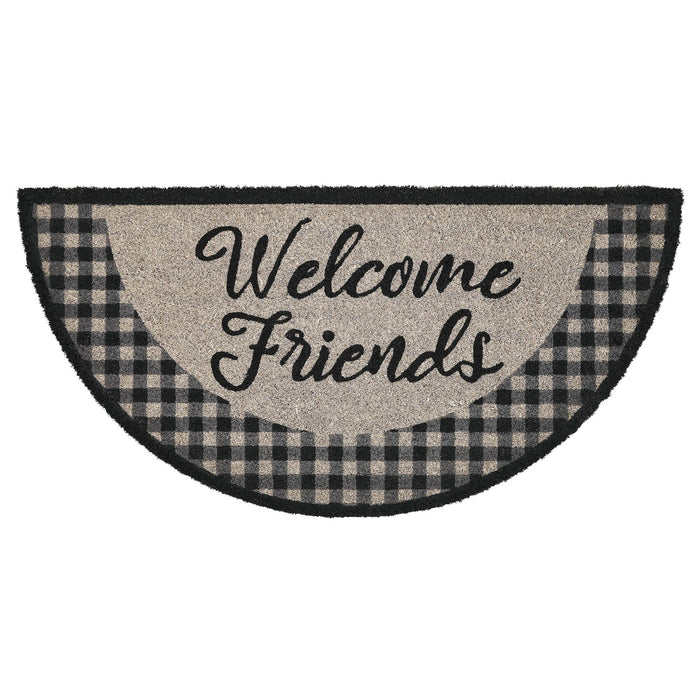 "Welcome Friends" Coir Half Circle Rug 16.5x33" - Primitive Star Quilt Shop