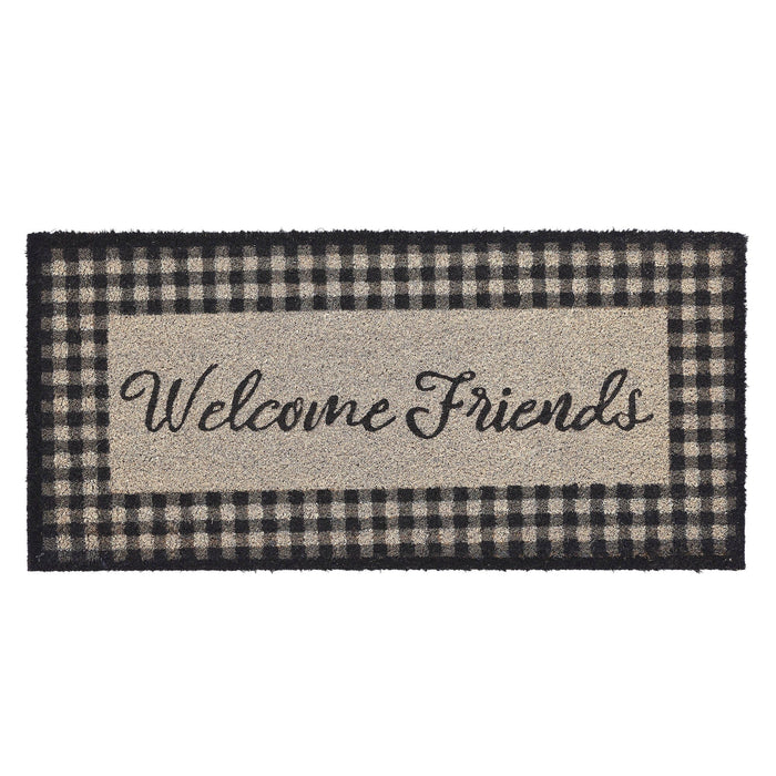 "Welcome Friends" Coir Rectangle Rug 17x36" - Primitive Star Quilt Shop