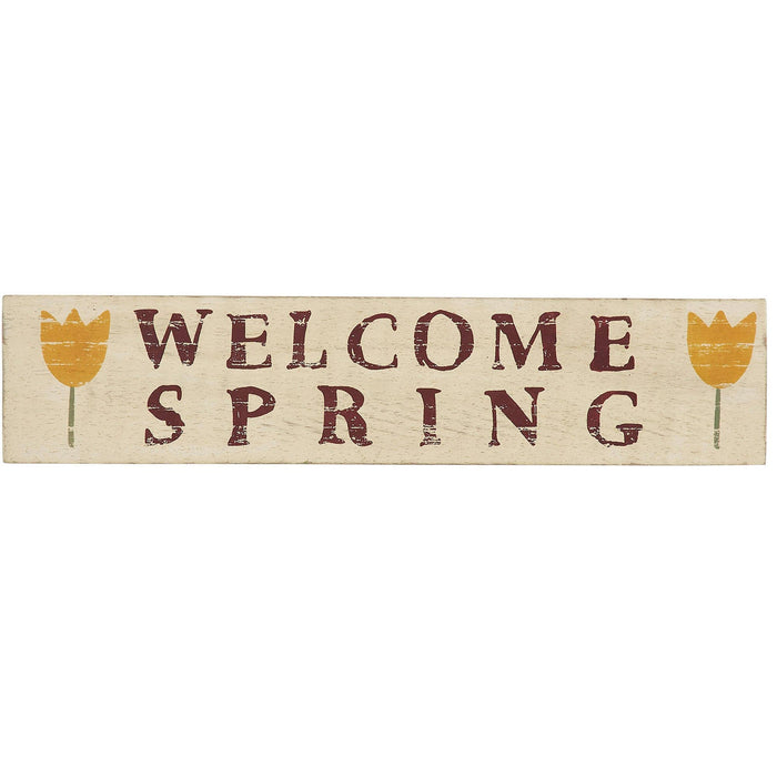 "Welcome Spring" Wood Sign - 3x14" - Primitive Star Quilt Shop