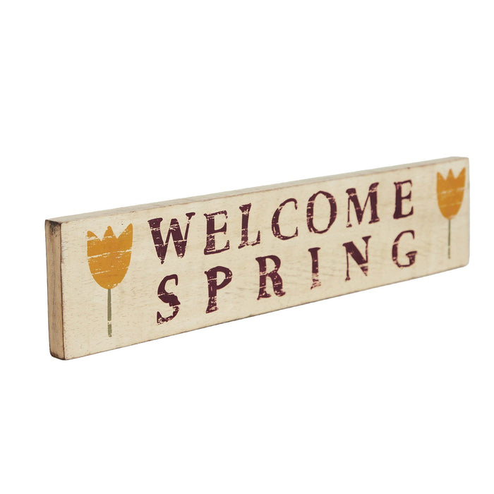 "Welcome Spring" Wood Sign - 3x14" - Primitive Star Quilt Shop
