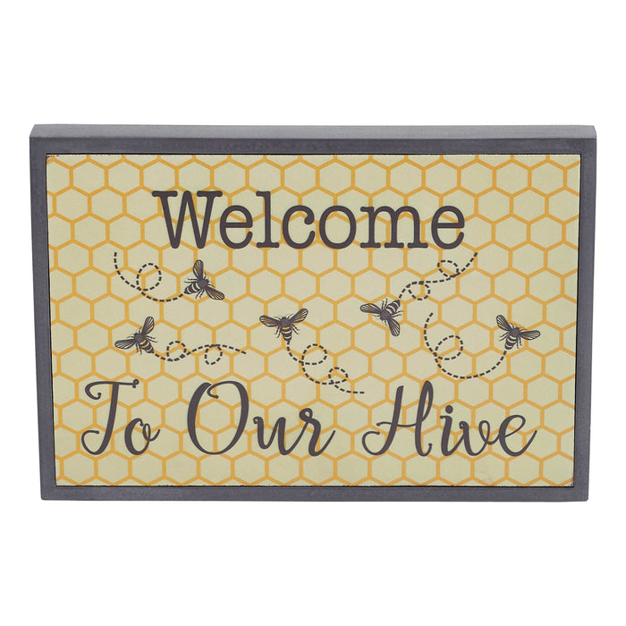 "Welcome To Our Hive" Wood Sign 9x13" - Primitive Star Quilt Shop