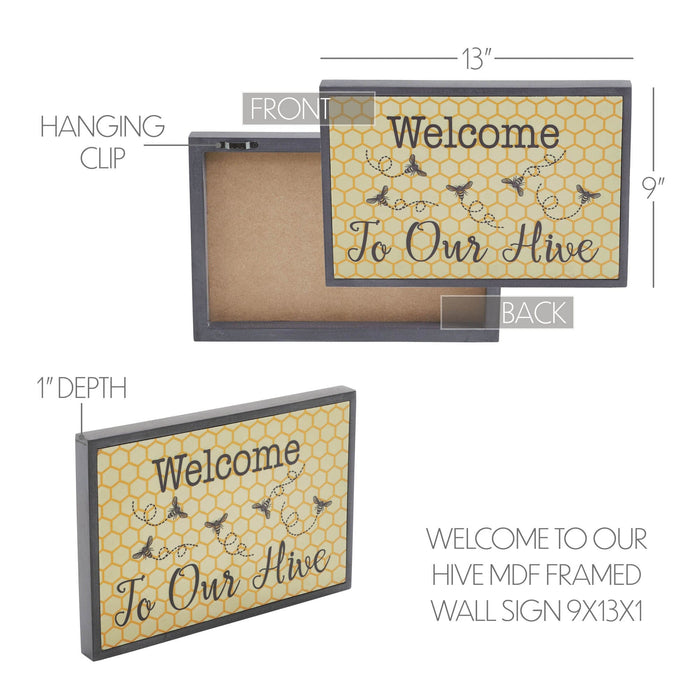 "Welcome To Our Hive" Wood Sign 9x13" - Primitive Star Quilt Shop