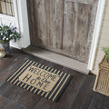 "Welcome to Our Home" Charcoal Striped Coir Rectangle Rug 20x30" - Primitive Star Quilt Shop