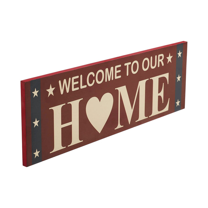 "Welcome to Our Home" Patriotic Wood Sign - 6x18" - Primitive Star Quilt Shop