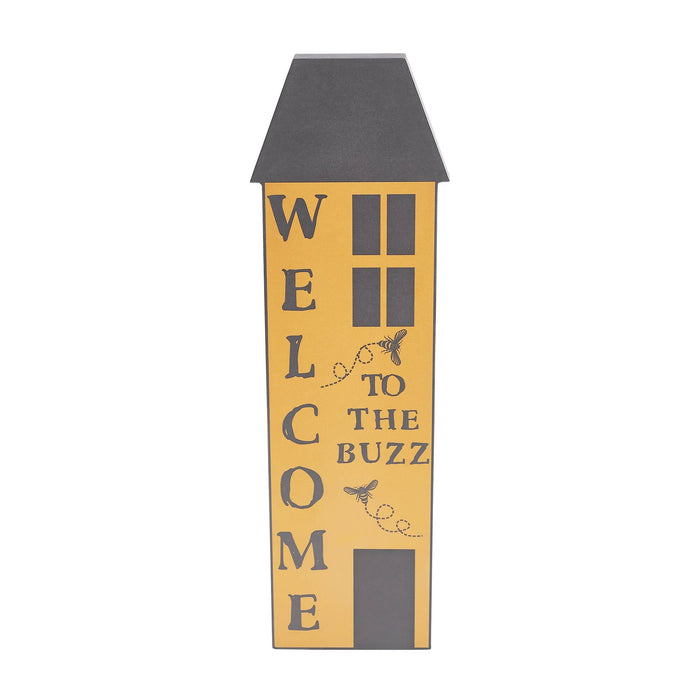 "Welcome To The Buzz" Saltbox House Wood Sign 23x7" - Primitive Star Quilt Shop
