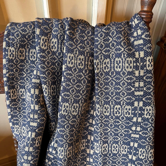 Wentworth Navy and Linen Woven Throw - Primitive Star Quilt Shop