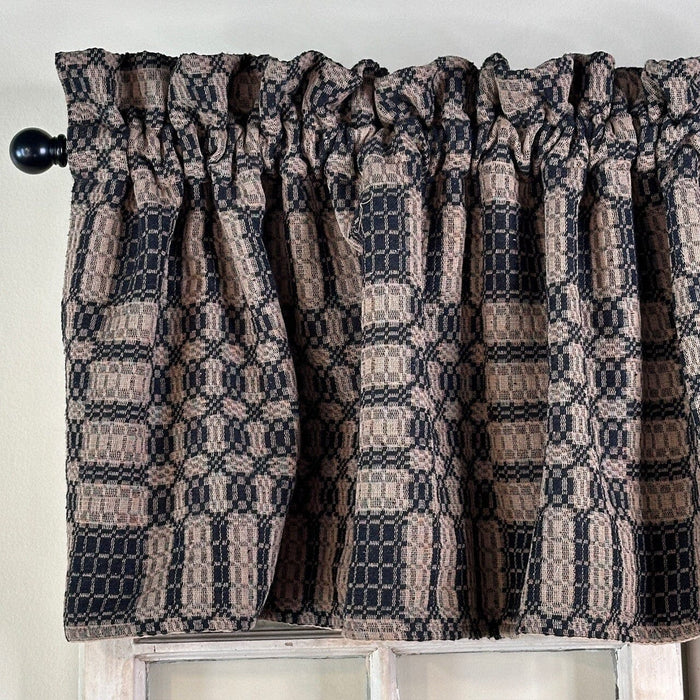 Westbury Black and Tan Woven Lined Valance 72" - Primitive Star Quilt Shop