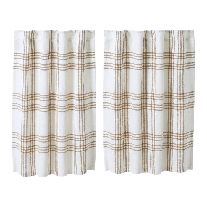 Wheat Plaid Lined Tier Curtains 36" - Primitive Star Quilt Shop