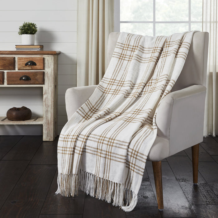 Wheat Plaid Woven Throw - Primitive Star Quilt Shop