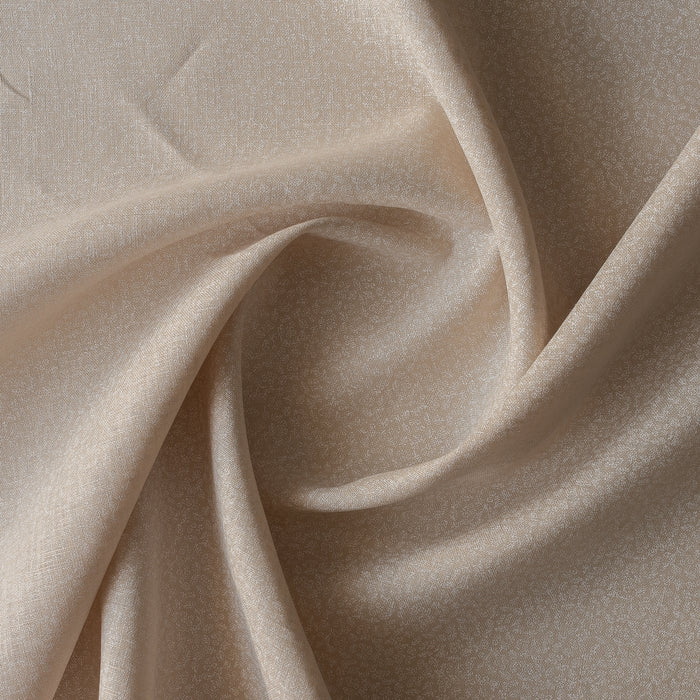 Whisper Sand linen fabric in sandy neutral tone with delicate white print, 100% linen, 175 GSM