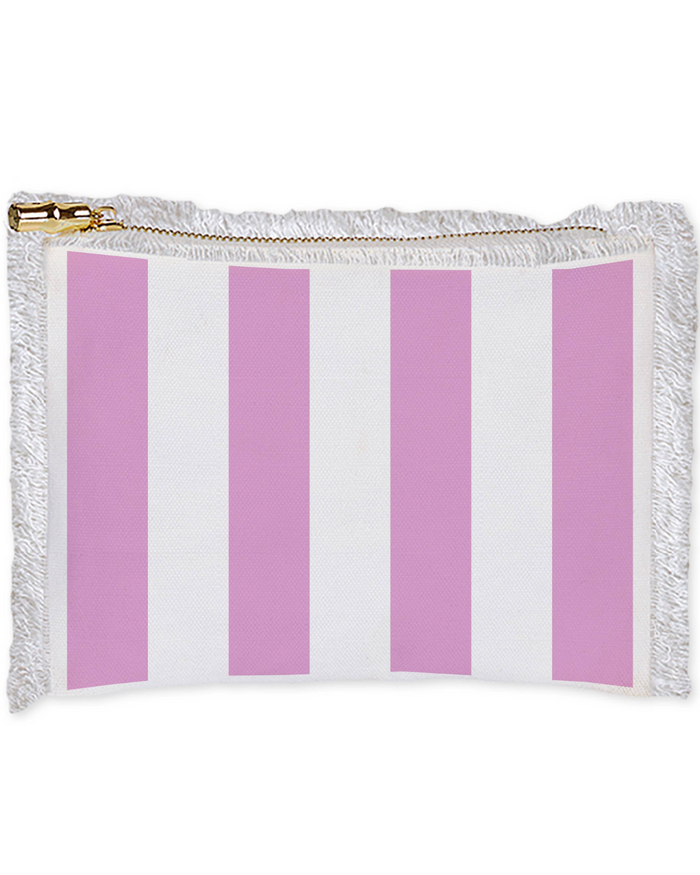 White Cabana Stripe Linen Flat Zip - Blue or Pink
