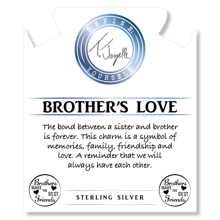 White Chalcedony Stone Bracelet with Brother's Love Sterling Silver Charm