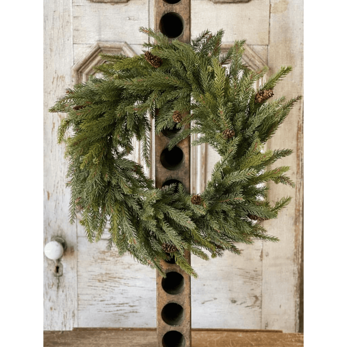 White Spruce with Cones Wreath 22" - Primitive Star Quilt Shop