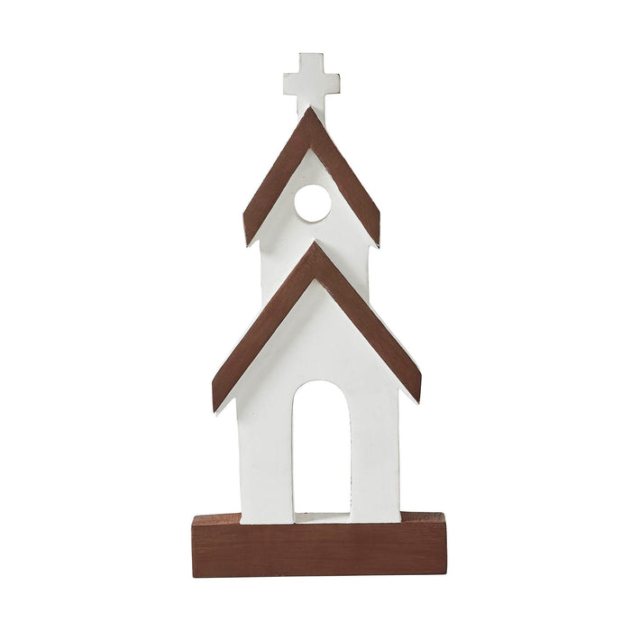 White Wooden Church - 12" - Primitive Star Quilt Shop