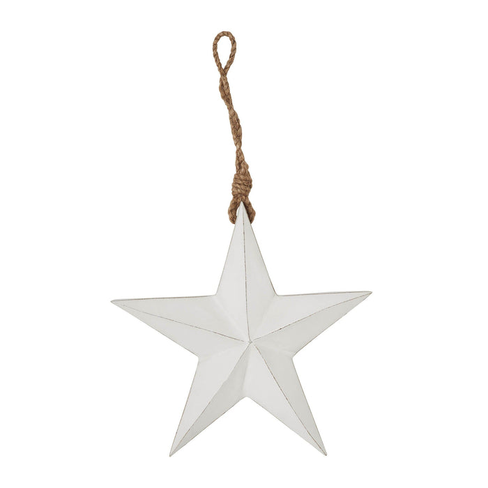 White Wooden Star Ornament - Primitive Star Quilt Shop