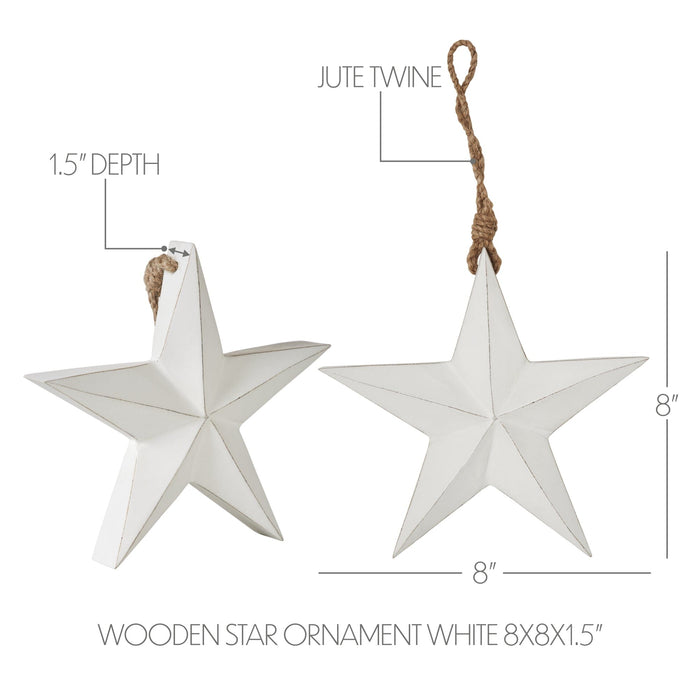 White Wooden Star Ornament - Primitive Star Quilt Shop