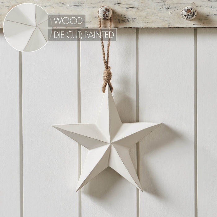 White Wooden Star Ornament - Primitive Star Quilt Shop