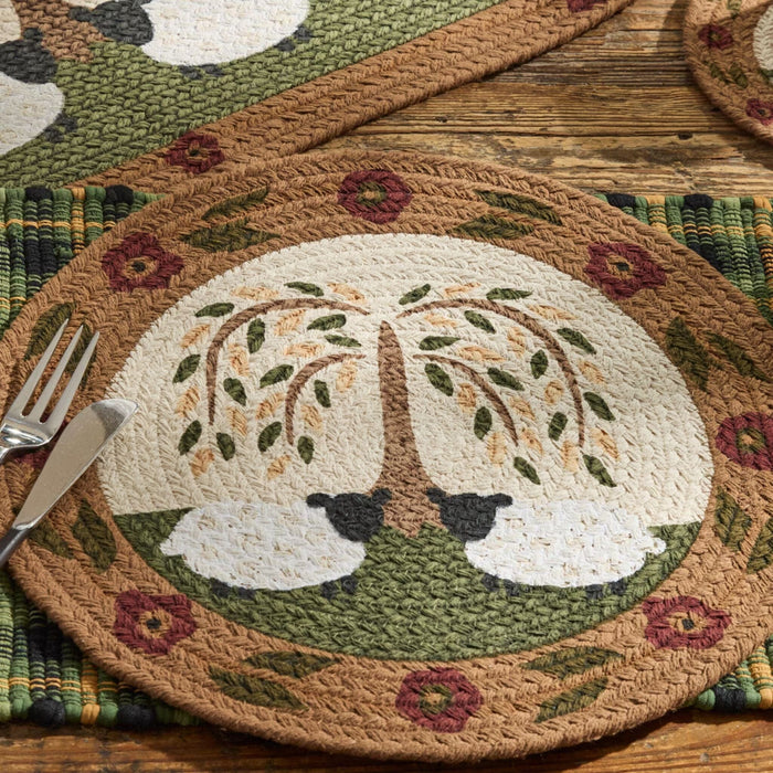 Willow and Sheep Printed Braided Placemat - Primitive Star Quilt Shop