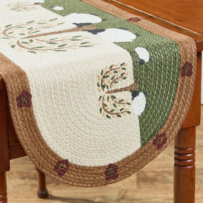 Willow and Sheep Printed Braided Table Runner 36" - Primitive Star Quilt Shop