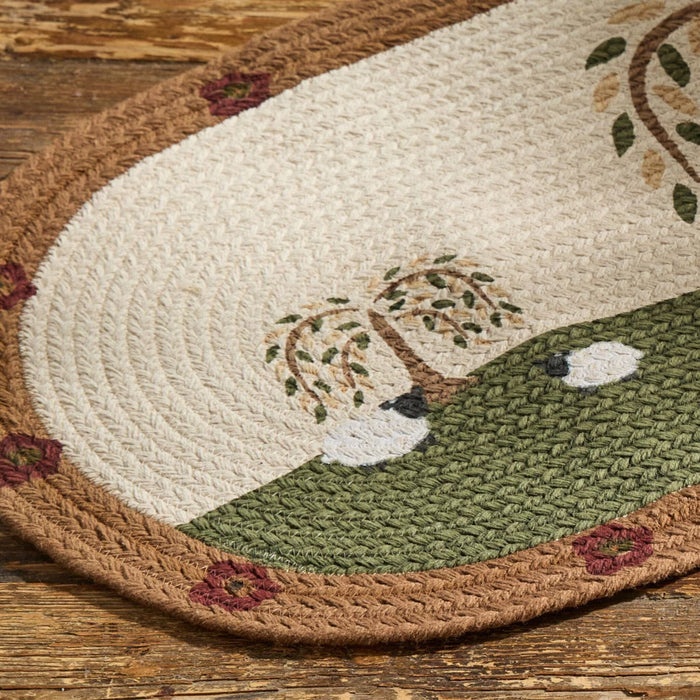 Willow and Sheep Printed Braided Table Runner 36" - Primitive Star Quilt Shop