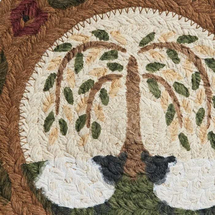Willow and Sheep Printed Braided Trivet 8" - Primitive Star Quilt Shop