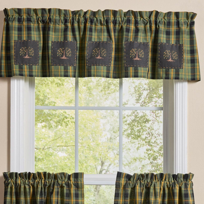 Willow Lane Plaid Lined Patch Valance 60" - Primitive Star Quilt Shop