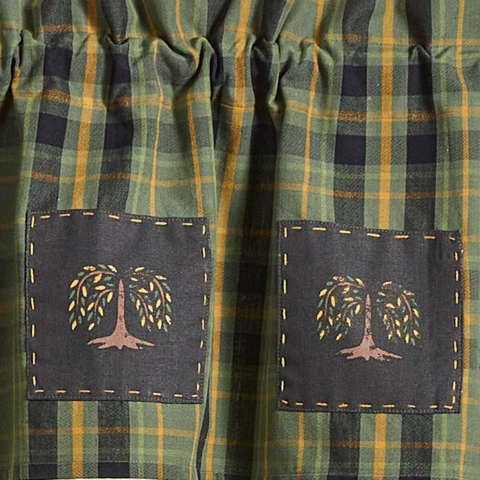 Willow Lane Plaid Lined Patch Valance 60" - Primitive Star Quilt Shop