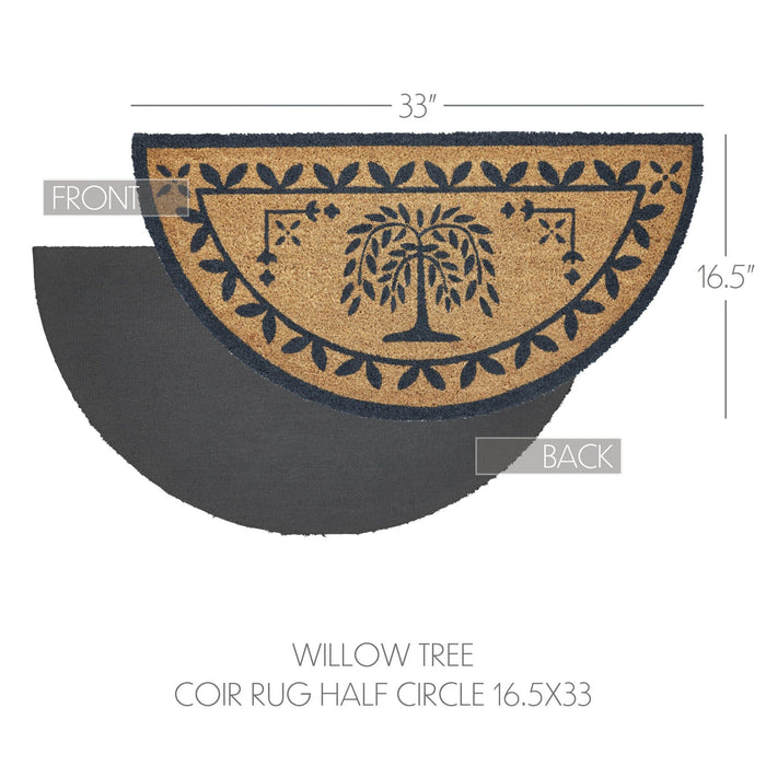 Willow Tree Coir Half Circle Rug 16.5x33" - Primitive Star Quilt Shop