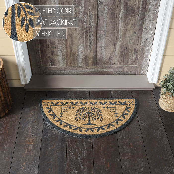 Willow Tree Coir Half Circle Rug 16.5x33" - Primitive Star Quilt Shop