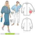 Style Arc’s Wilma Woven Top pattern showcasing a square shape with gusseted dolman sleeves.