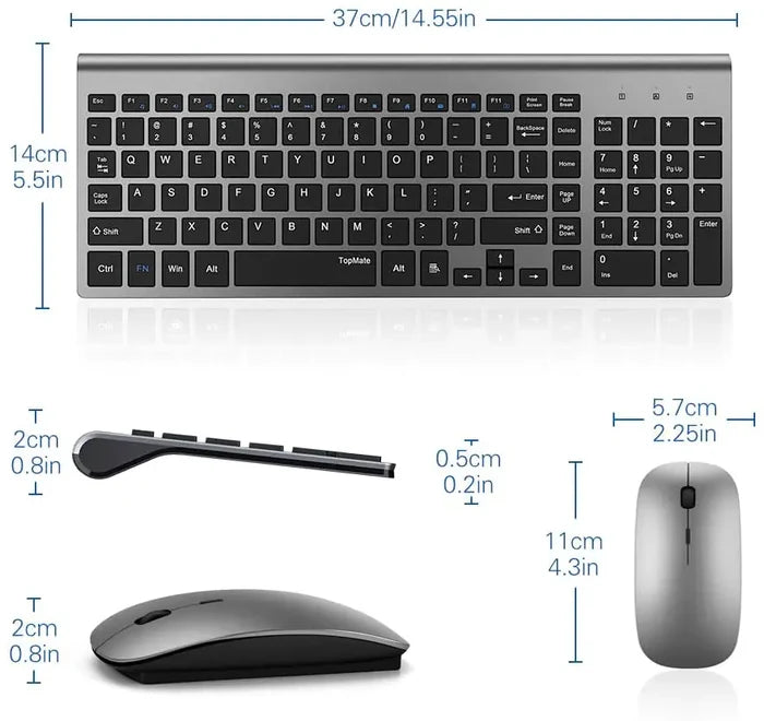 Wireless Keyboard and Ergonomic Mouse Combo Set