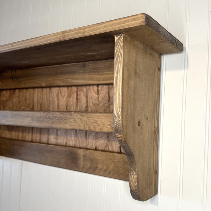Wood Beadboard Wall Shelf with Quilt Hanger - 30" - Primitive Star Quilt Shop