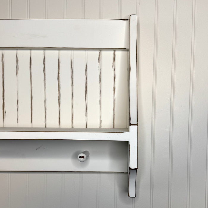 Wood High Back Wall Shelf with Pegs - 30" - Primitive Star Quilt Shop