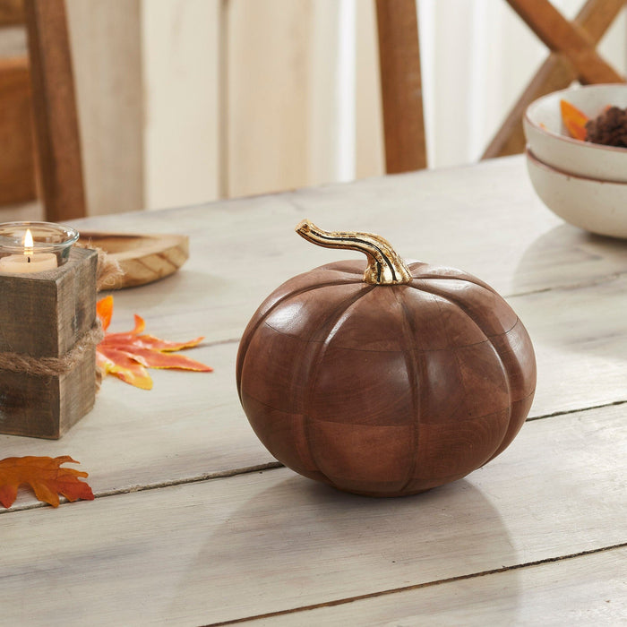 Wooden Chestnut Heirloom Pumpkin - 6.5x7" - Primitive Star Quilt Shop