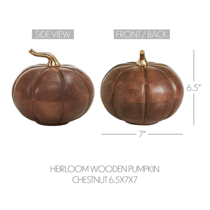 Wooden Chestnut Heirloom Pumpkin - 6.5x7" - Primitive Star Quilt Shop