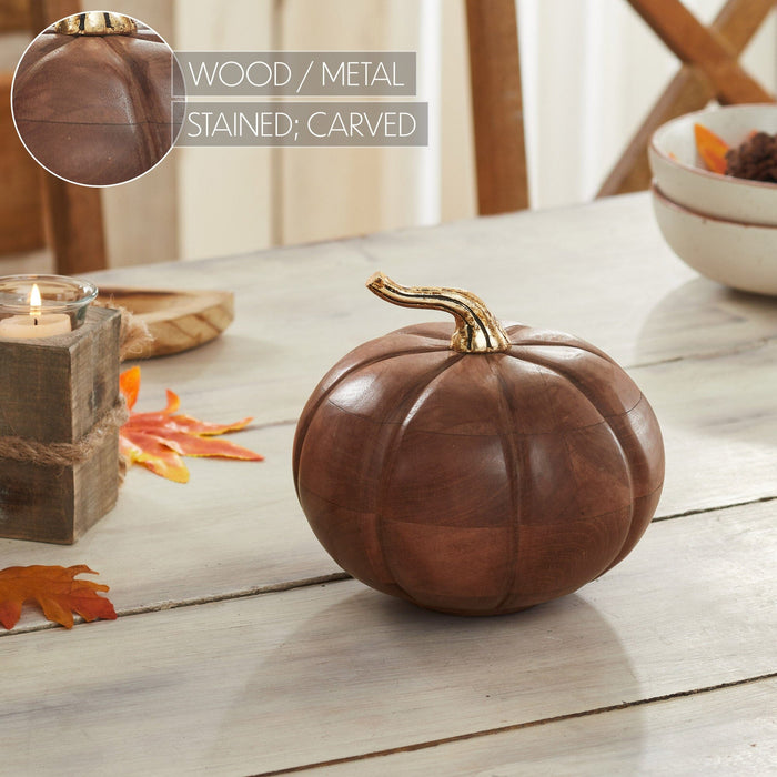 Wooden Chestnut Heirloom Pumpkin - 6.5x7" - Primitive Star Quilt Shop