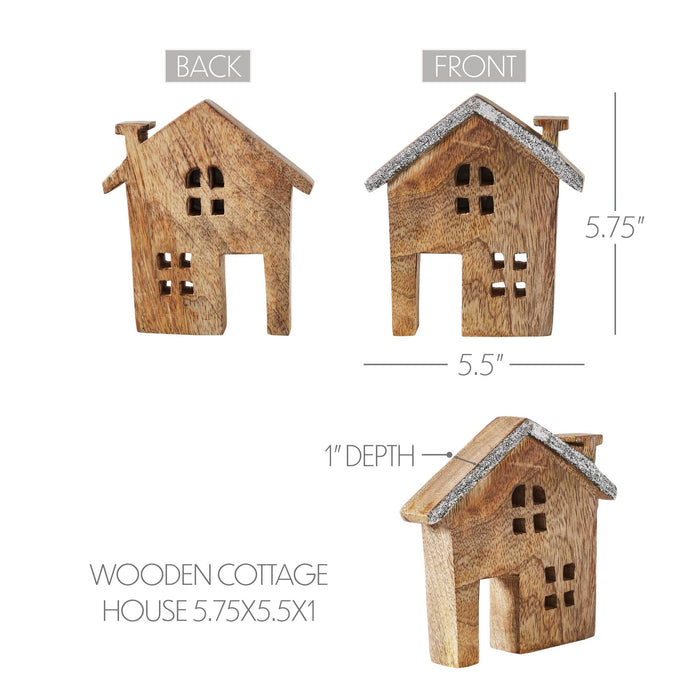 Wooden Cottage House - 5.75" - Primitive Star Quilt Shop