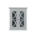 Wooden Wall Mounted Storage Cabinet with Glass Double Doors, Gray