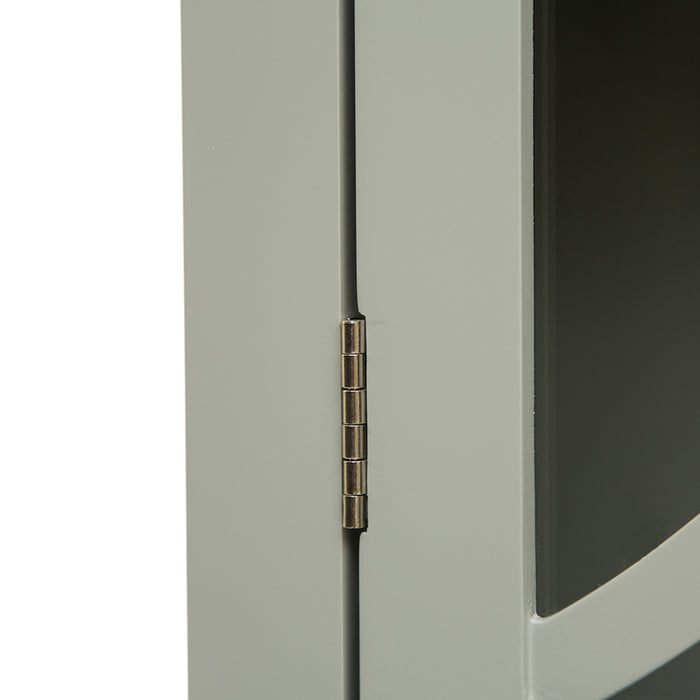 Wooden Wall Mounted Storage Cabinet with Glass Double Doors, Gray