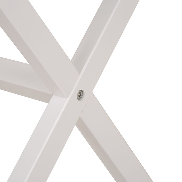 Wooden X-Shape Side Table With Drawer White