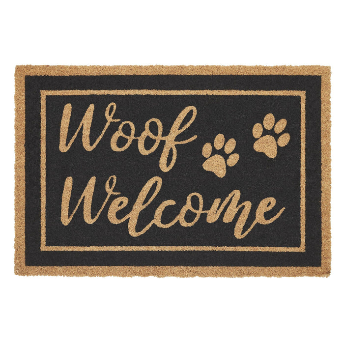 "Woof Welcome" Coir Rectangle Rug 20x30" - Primitive Star Quilt Shop