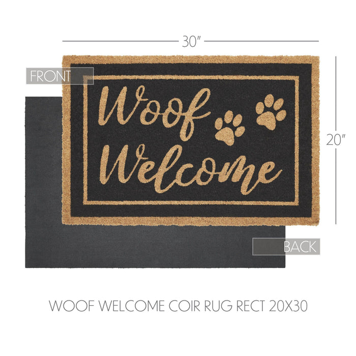 "Woof Welcome" Coir Rectangle Rug 20x30" - Primitive Star Quilt Shop