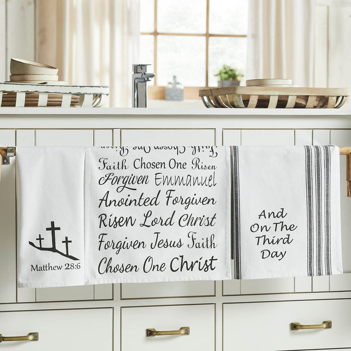 Words of Faith Tea Towels 16x28" - Set of 3 - Primitive Star Quilt Shop