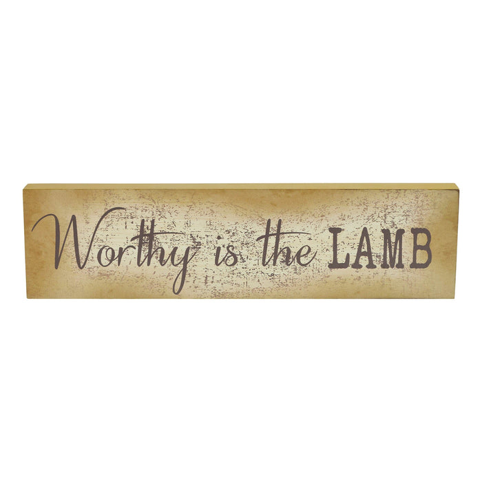 "Worthy is the Lamb" Wood Sign 4x15" - Primitive Star Quilt Shop
