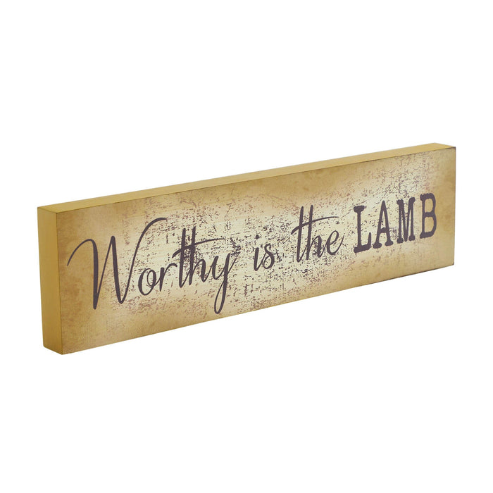 "Worthy is the Lamb" Wood Sign 4x15" - Primitive Star Quilt Shop
