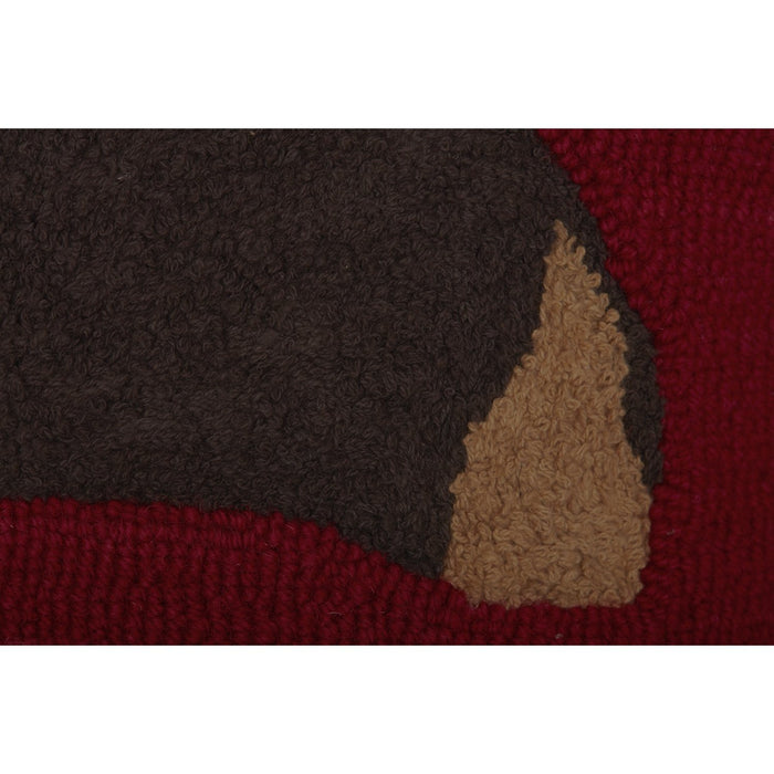 Wyatt Bear Hooked Pillow 14x22" Filled - Primitive Star Quilt Shop