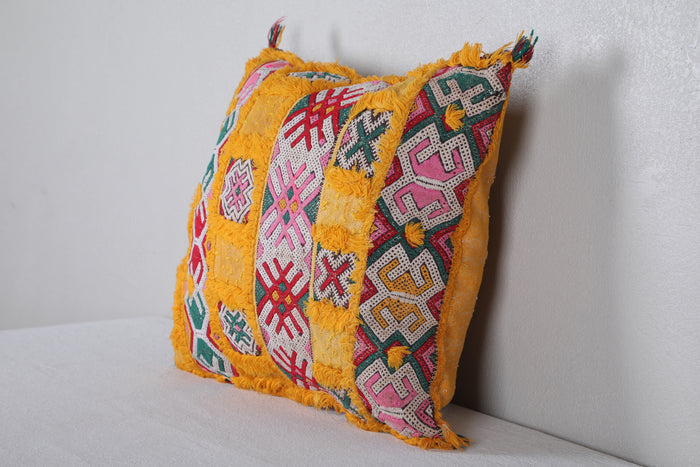 Yellow berber tribal pillow 16.5 INCHES X 18.5 INCHES