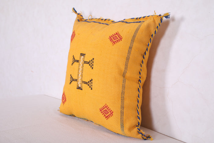 Yellow Moroccan pillow 18.1 INCHES X 18.1 INCHES
