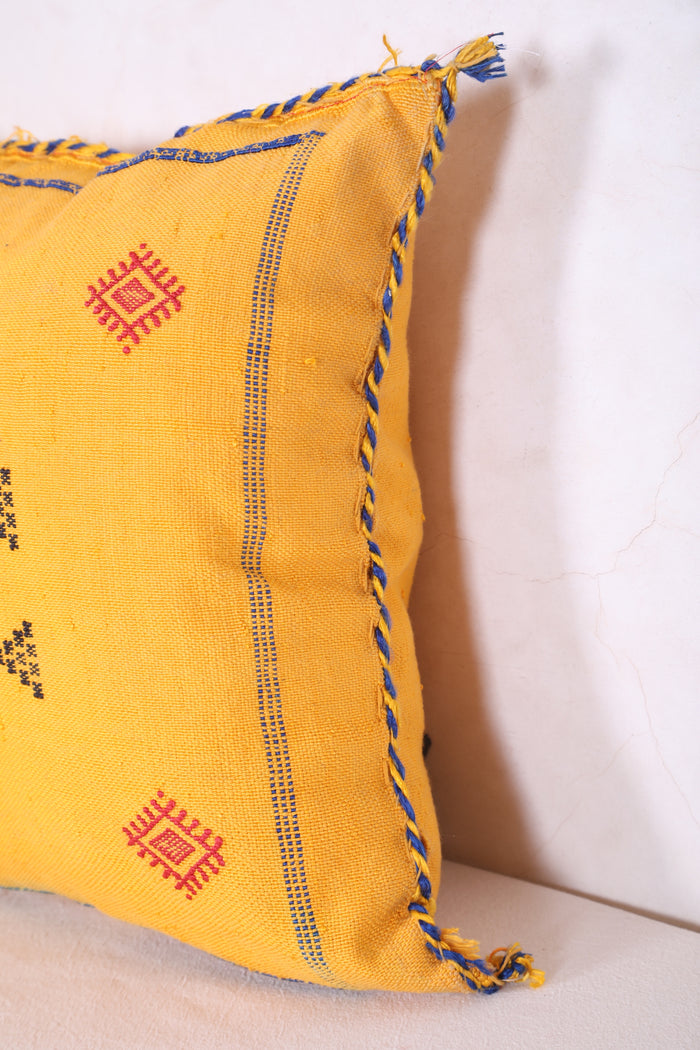 Yellow Moroccan pillow 18.1 INCHES X 18.1 INCHES