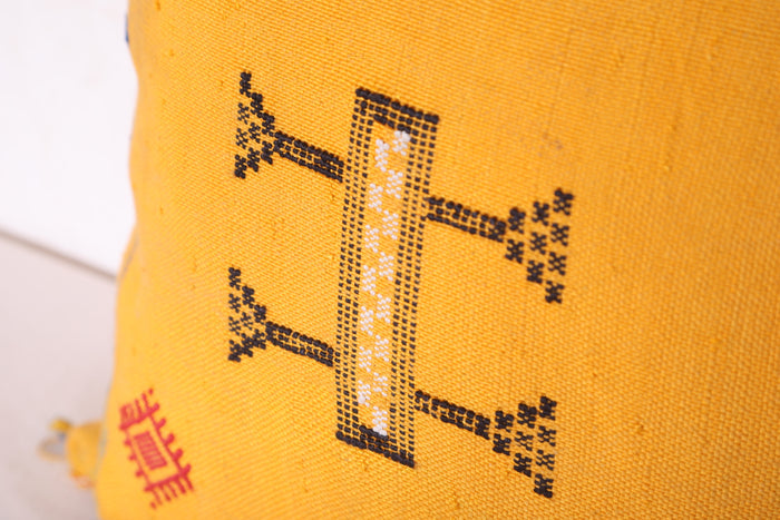 Yellow Moroccan pillow 18.1 INCHES X 18.1 INCHES